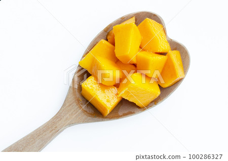 Tropical fruit, Mango  on white background. Top view 100286327