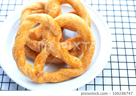 Soft pretzels on a white background. Soft pretzels on a white background. 100286747