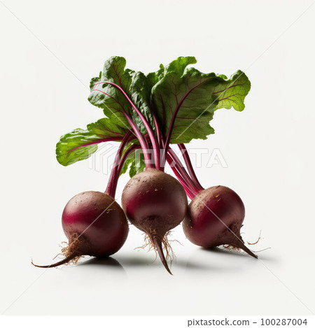 three beetroots isolated on white background.Generative AI 100287004