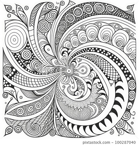 Flower Coloring Book, Black White Line Mandala, Coloring Flower, Abstract Generative AI Illustration Flower Coloring Book, Black White Line Mandala, Coloring Flower, Abstract Generative AI Illustration 100287040