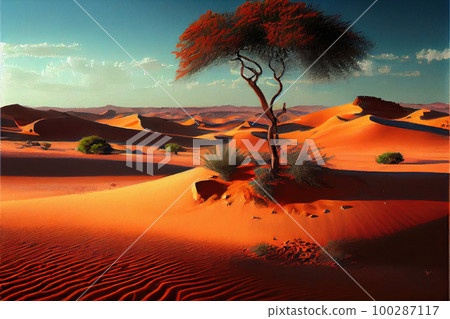 Sandy Desert Landscape, Sand, Dune, Generative Ai Illustration Sandy Desert Landscape, Sand, Dune, Generative Ai Illustration 100287117