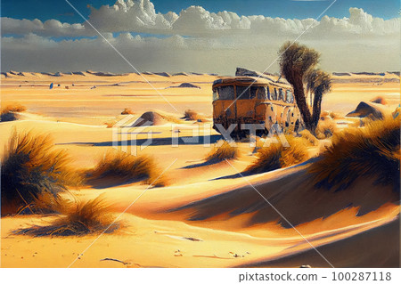 Sandy Desert Landscape, Sand, Dune, Generative Ai Illustration 100287118