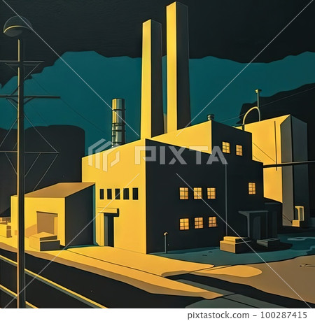 Industrial Landscape, Smoking Factory Pipes, Factory Buildings, Industrial Abstract Generative AI Illustration Industrial Landscape, Smoking Factory Pipes, Factory Buildings, Industrial Abstract Generative AI Illustration 100287415