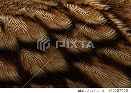 Brown Fur Texture Background, Wild Animal Hair Pattern, Fluffy Wool Mockup, Abstract Generative AI Illustration 100287460