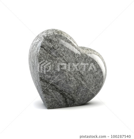 Grey Stone Heart, Polished Granite Heart 3d Imitation, Abstract Generative AI Illustration 100287540