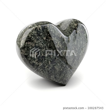Grey Stone Heart, Polished Granite Heart 3d Imitation, Abstract Generative AI Illustration 100287543