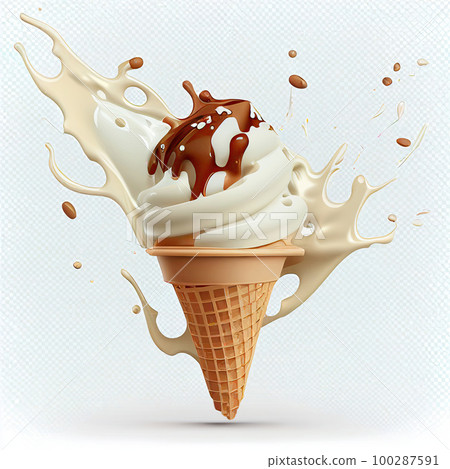 Ice Cream Cone Isolated, Icecream Drawing Imitation, Waffle Gelato, Ice Cream Splash Abstract Generative AI Illustration Ice Cream Cone Isolated, Icecream Drawing Imitation, Waffle Gelato, Ice Cream Splash Abstract Generative AI Illustration 100287591