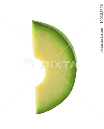 Slice of tasty ripe avocado isolated on white 100288696