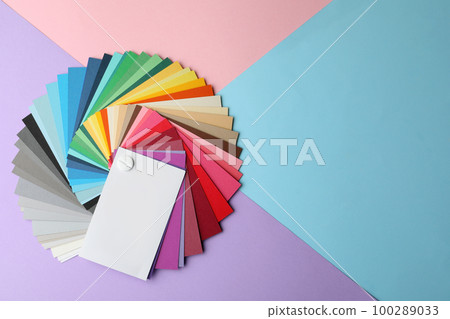 Color palette on bright background, top view. Space for text 100289033