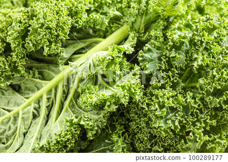 Fresh green kale leaves as background, closeup Fresh green kale leaves as background, closeup 100289177