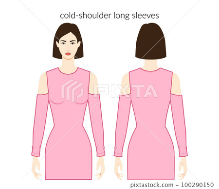 Cold-shoulder sleeves long length clothes character beautiful lady in pink top, shirt, dress technical fashion Cold-shoulder sleeves long length clothes character beautiful lady in pink top, shirt, dress technical fashion 100290150