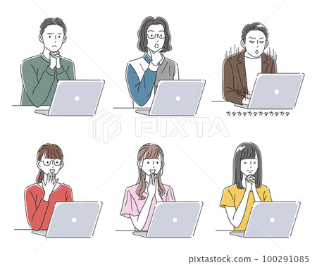 操作筆記本電腦的商務人士插圖素材 100291085