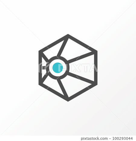 Simple illustration 3D on line hexagon with focus point image graphic icon logo design abstract concept vector stock. Can be used as a symbol related to sign or unique shape 100293044