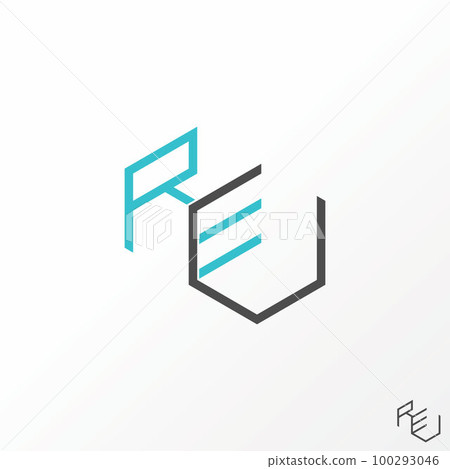 Simple and unique letter or word REU REV line font on 3D double hexagon or box image graphic icon logo design abstract concept vector stock. Can be used as a symbol related to initial or monogram Simple and unique letter or word REU REV line font on 3D double hexagon or box image graphic icon logo design abstract concept vector stock. Can be used as a symbol related to initial or monogram 100293046