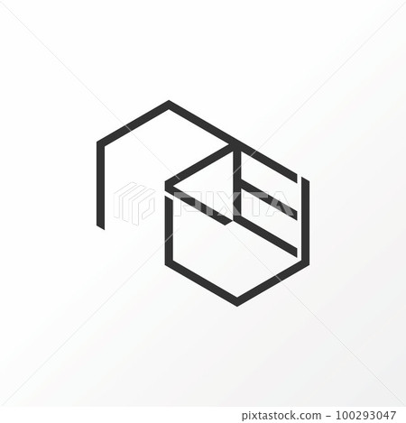 Simple and unique letter or word REU or RUE REV line font on 3D double hexagon or box image graphic icon logo design abstract concept vector stock. Can be used as a symbol related to initial or monogr Simple and unique letter or word REU or RUE REV line font on 3D double hexagon or box image graphic icon logo design abstract concept vector stock. Can be used as a symbol related to initial or monogr 100293047
