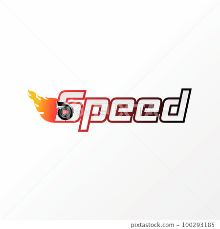 Unique writing or word SPEED sport italic font with hot turbo machine image graphic icon logo design abstract concept vector stock. Can be used as a symbol related to watermark or automotive 100293185