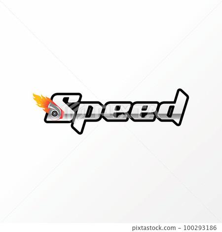 Unique writing or word SPEED sport italic font with hot turbo machine image graphic icon logo design abstract concept vector stock. Can be used as a symbol related to watermark or automotive 100293186