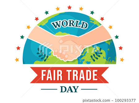 World Fair Trade Day Illustration with Scales Digitally, Climate Justice and Planet Economic in Flat Cartoon Hand Drawn for Landing Page Templates 100293377