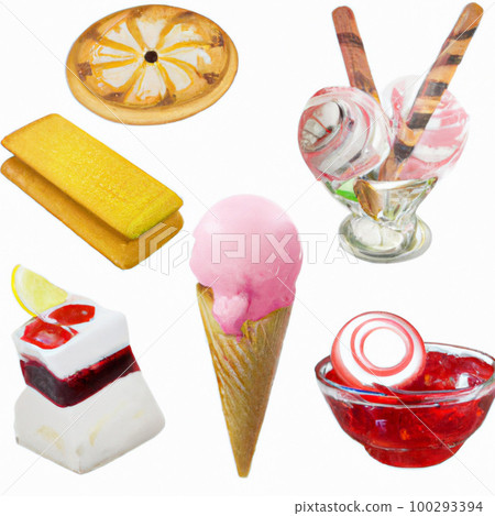 Sweets: Sweet sweets such as cakes, cookies, and ice cream. Sweets: Sweet sweets such as cakes, cookies, and ice cream. 100293394