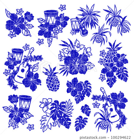 可用於可愛夏威夷襯衫的eps素材合集， 100294622