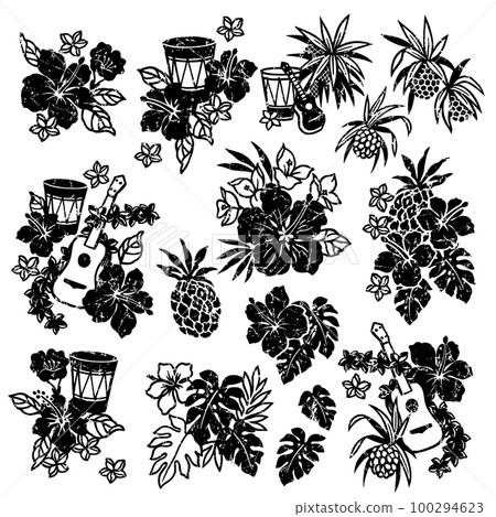 A collection of eps materials that can be used for cute aloha shirts, 100294623