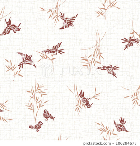 A collection of eps materials using Japanese-style sparrows and bamboo, A collection of eps materials using Japanese-style sparrows and bamboo, 100294675
