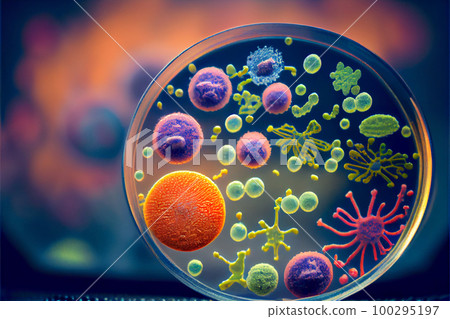 Virus background with disease cells and red blood cell 100295197