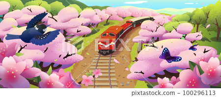 Cherry Blossom landscape banner Cherry Blossom landscape banner 100296113