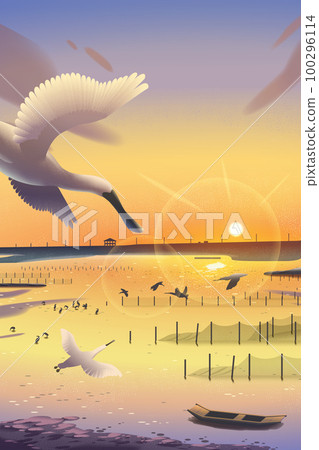 Beautiful sunset landscape poster Beautiful sunset landscape poster 100296114