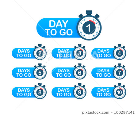 Days countdown. Days to go 1 2 3 4 5 6 7 8 9 10. The days left badges set. Product limited promo 100297141