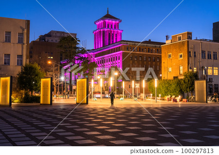 《Kanagawa Prefecture》 Night view of Yokohama Port Town, Elephant Nose Park 100297813
