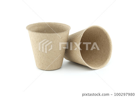 Round plant & seed starter peat pots on white 100297980