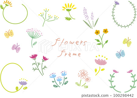 Hand drawn style, floral frame set 100298442