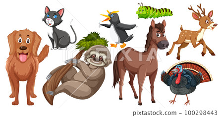 Set of cute animals cartoon character 100298443