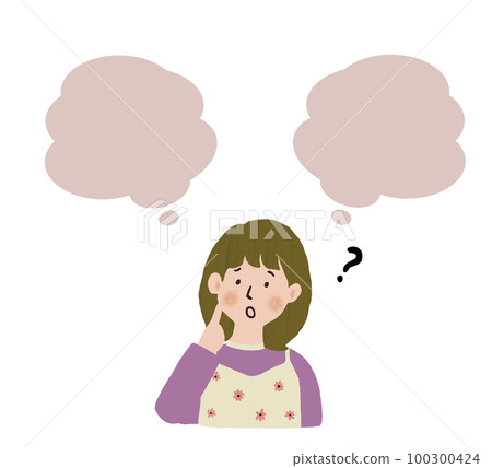 Worried woman Speech bubble Worried woman Speech bubble 100300424