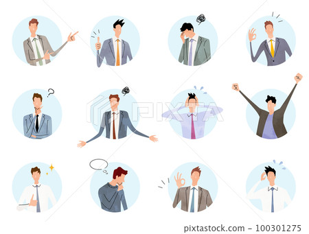 Vector illustration material: Business person expressing emotions, business person icon set Vector illustration material: Business person expressing emotions, business person icon set 100301275