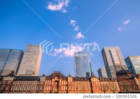 Tokyo cityscape in Japan Looking at Tokyo Midtown Yaesu and Tokyo Station red brick station building opened today = March 10 Tokyo cityscape in Japan Looking at Tokyo Midtown Yaesu and Tokyo Station red brick station building opened today = March 10 100301326