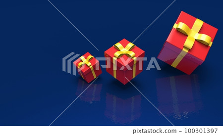 紅色禮盒藏青色背景 紅色禮盒藏青色背景 100301397