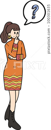 businesswoman with question mark illustration in doodle style businesswoman with question mark illustration in doodle style 100301635