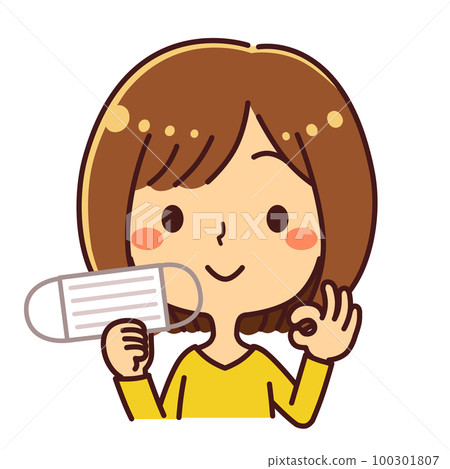 面具解除女性插畫素材 面具解除女性插畫素材 100301807