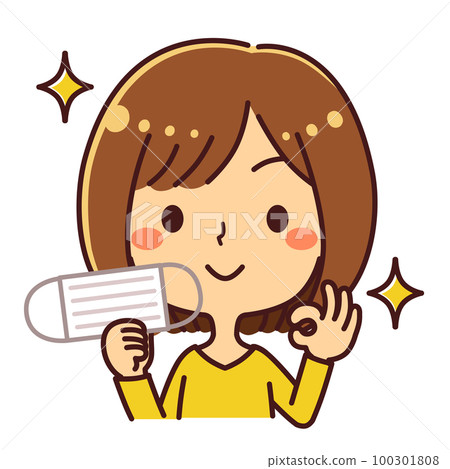 面具解除女性插畫素材 面具解除女性插畫素材 100301808