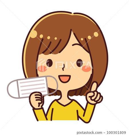 面具解除女性指向插圖素材 面具解除女性指向插圖素材 100301809