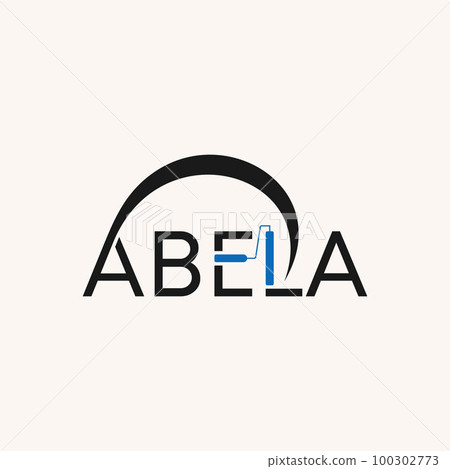 Simple and unique letter or word ABELA font with swoosh paint roller in EL image graphic icon logo design abstract concept vector stock. Can be used as symbol related to home painting or lettermark 100302773