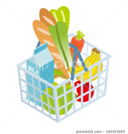 裝滿雜貨的購物籃 100303660