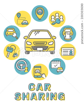Car sharing round frame logo 100303690