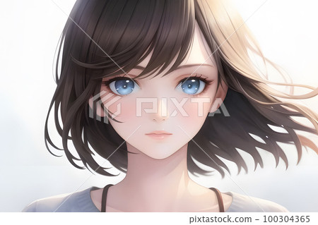 Illustration of a woman looking straight at you Illustration of a woman looking straight at you 100304365