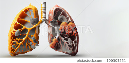 World No Tobacco Day. toxic smoke formation shaped as the human lung, Unhealthy lungs breathing smoke and pollution, Generative AI 100305231