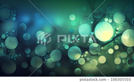 A cool blue and green gradient with circular bokeh lights, evoking a sense of calmness and serenity, Generative AI, illustration 100305503