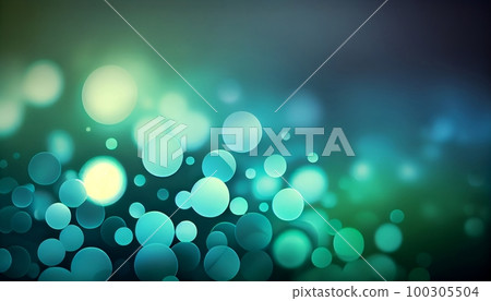 A cool blue and green gradient with circular bokeh lights, evoking a sense of calmness and serenity, Generative AI, illustration 100305504