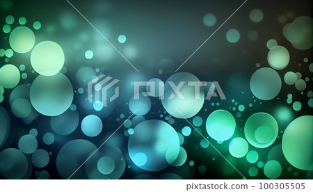 A cool blue and green gradient with circular bokeh lights, evoking a sense of calmness and serenity, Generative AI, illustration 100305505